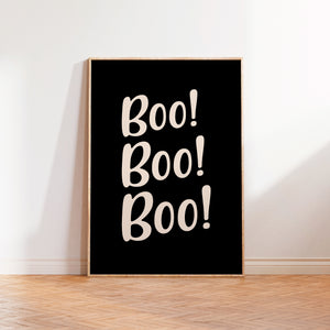 Boo! Boo! Boo! Halloween Print Black/Beige