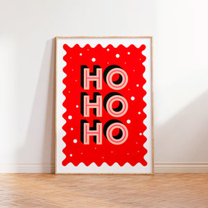 Ho Ho Ho Christmas Print in Red