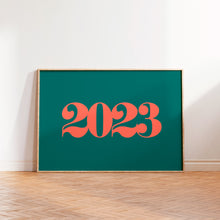 Load image into Gallery viewer, Personalised Year Typography Wall Art Print in Teal
