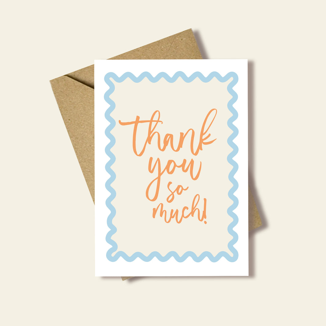 Thank You So Much Wavy Card - Blue Orange