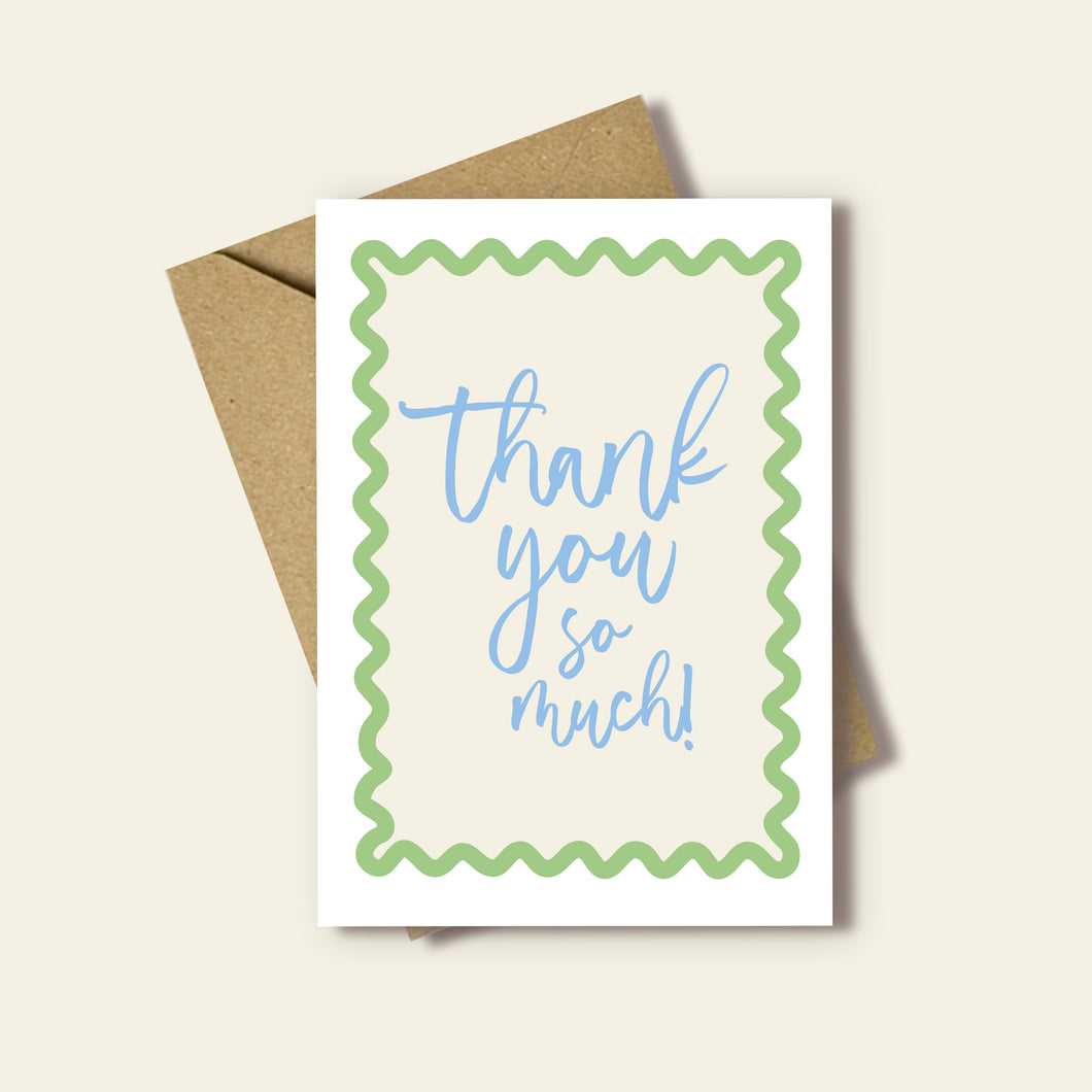 Thank You So Much Wavy Card - Green Blue