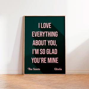 The Snuts - Gloria Inspired Typography Wall Art Print