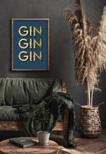 Load image into Gallery viewer, Gin Gin Gin Navy Typography Wall Art Print
