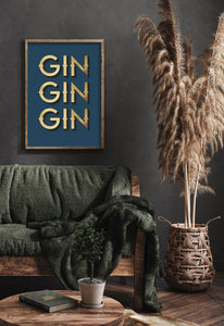 Gin Gin Gin Navy Typography Wall Art Print