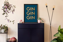 Load image into Gallery viewer, Gin Gin Gin Navy Typography Wall Art Print
