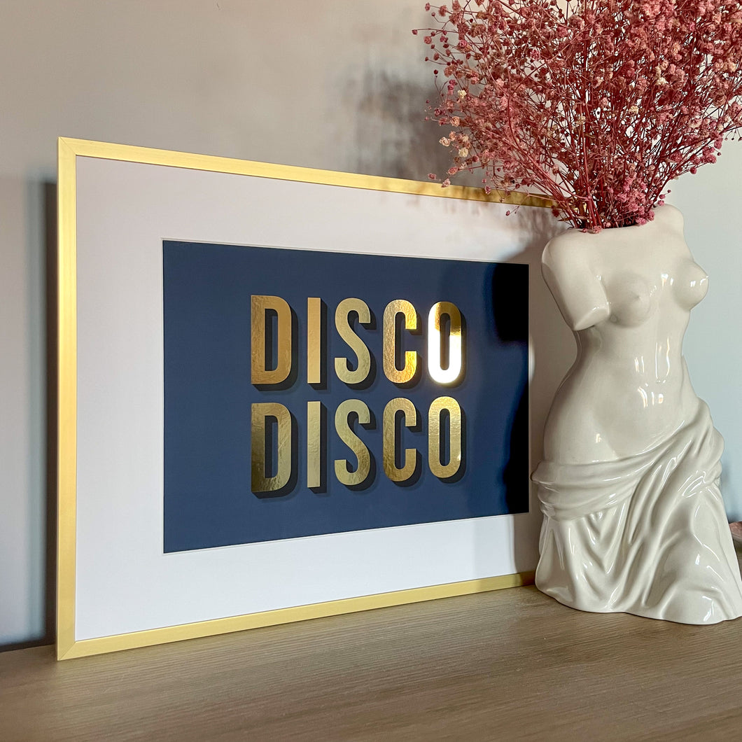 Disco Disco Gold Foil A4 Print