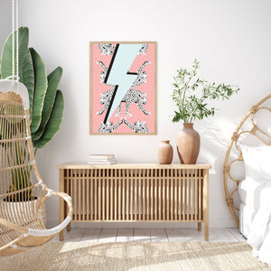 Lightning Bolt Leopard Wall Art Print