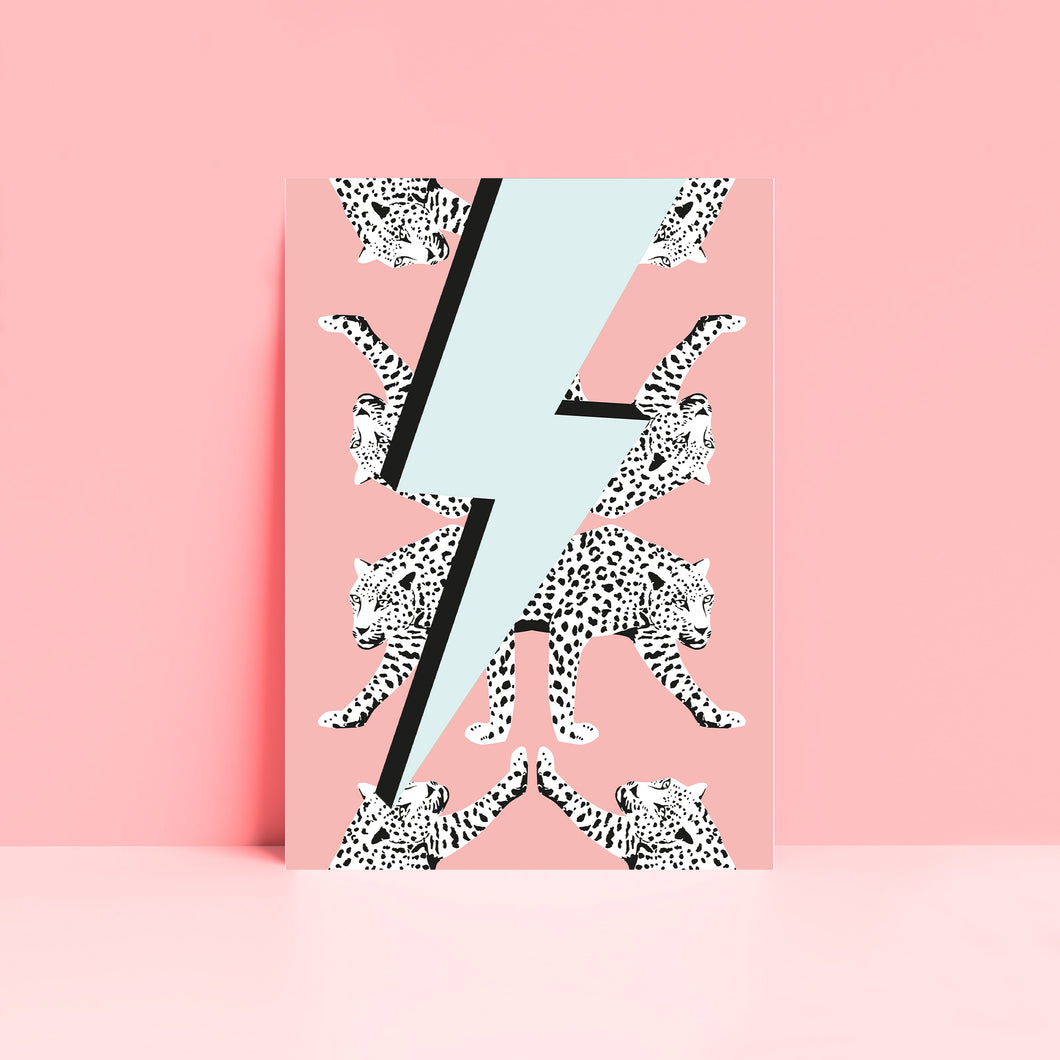 Lightning Bolt Leopard Wall Art Print