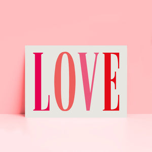 Love Bright Typography Wall Print in Green