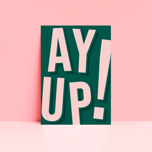 Ay Up! Pink and Blue Wall Art Print