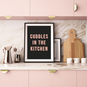 Cuddles In The Kitchen Typography Wall Art Print