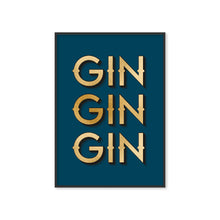 Load image into Gallery viewer, Gin Gin Gin Navy Typography Wall Art Print
