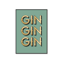 Load image into Gallery viewer, Gin Gin Gin Green Typography Wall Art Print
