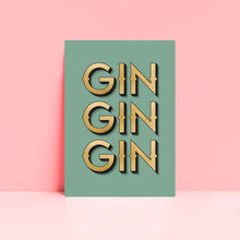 Load image into Gallery viewer, Gin Gin Gin Green Typography Wall Art Print
