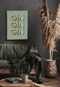 Gin Gin Gin Green Typography Wall Art Print