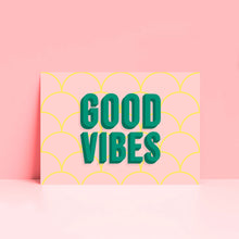 Load image into Gallery viewer, Good Vibes Pink Typography Wall Art Print
