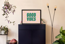 Load image into Gallery viewer, Good Vibes Pink Typography Wall Art Print
