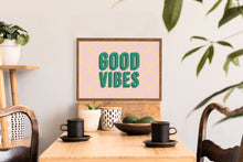 Load image into Gallery viewer, Good Vibes Pink Typography Wall Art Print
