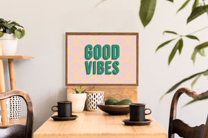 Good Vibes Pink Typography Wall Art Print