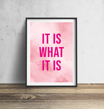 Load image into Gallery viewer, It Is What It Is Pink Typography Wall Art Print
