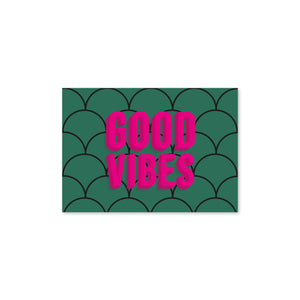 Good Vibes Pink Green Typography Wall Art Print