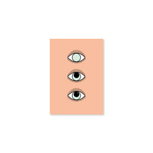 Magical 3 Eyes Boho Wall Art Print in Peach