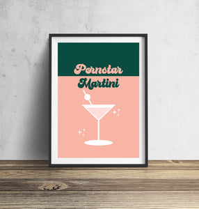 Pornstar Passionfruit Martini Cocktail Pink Wall Art Print