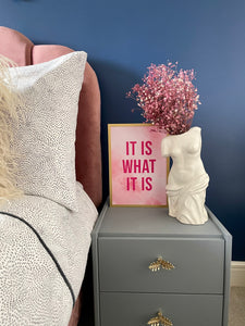 It Is What It Is Pink Typography Wall Art Print