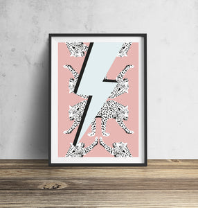 Lightning Bolt Leopard Wall Art Print