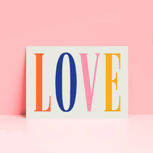 Love Typography Wall Art Print in Blue