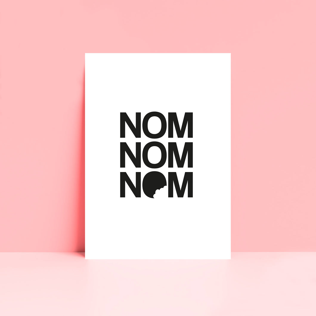 Nom Nom Nom Kitchen Typography Print Wall Art