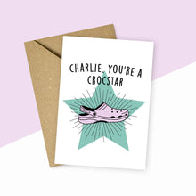 Load image into Gallery viewer, Personalised You&#39;re A Crocstar Card Pink and Peach
