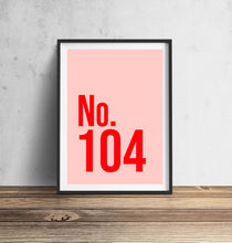 Load image into Gallery viewer, Personalised House Number Typography Wall Art Print
