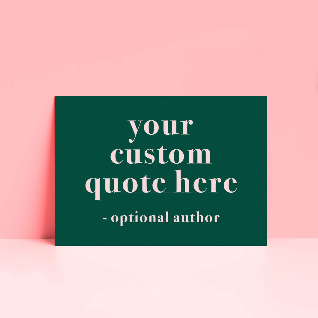 Personalised Green & Pink Quote Print Landscape