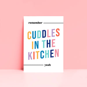 Remember Cuddles In The Kitchen Print In Multicoloured