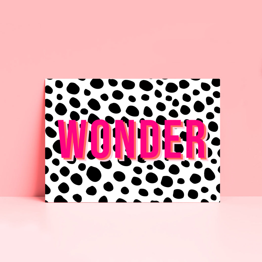 Wonder Typography Polka Dot Wall Art Print